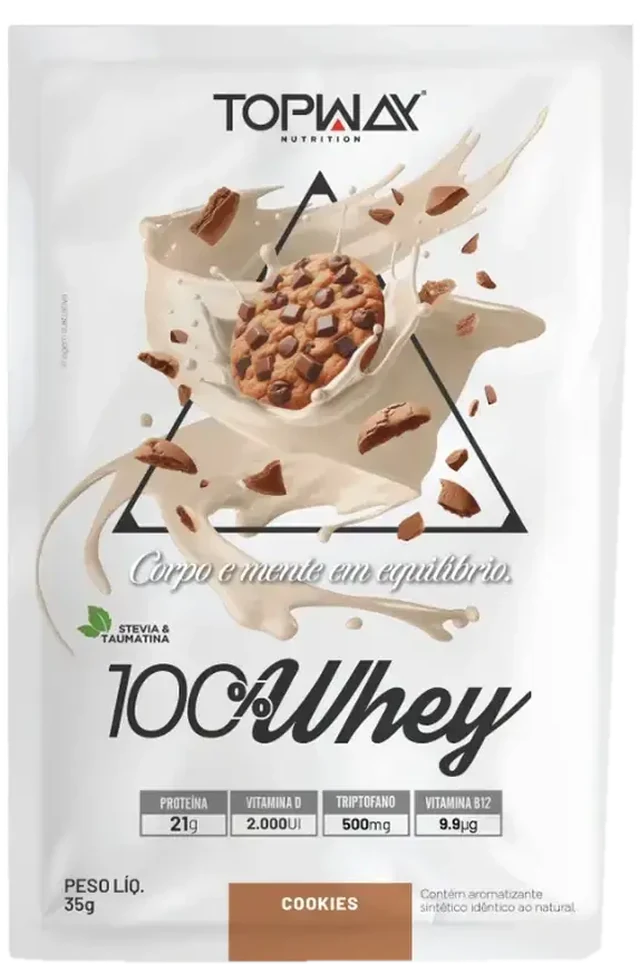 Sachê 100% Whey Monodose 35 g sabor Cookies, Topway